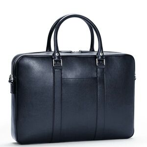 Sophisticated Blue Leather Briefcase for Men and ladies